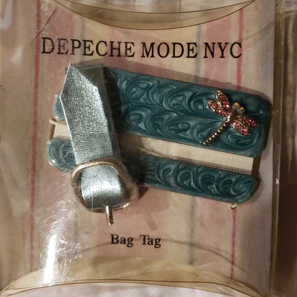 Cute teal bag tag with crystal dragonfly - Picture 1 of 4